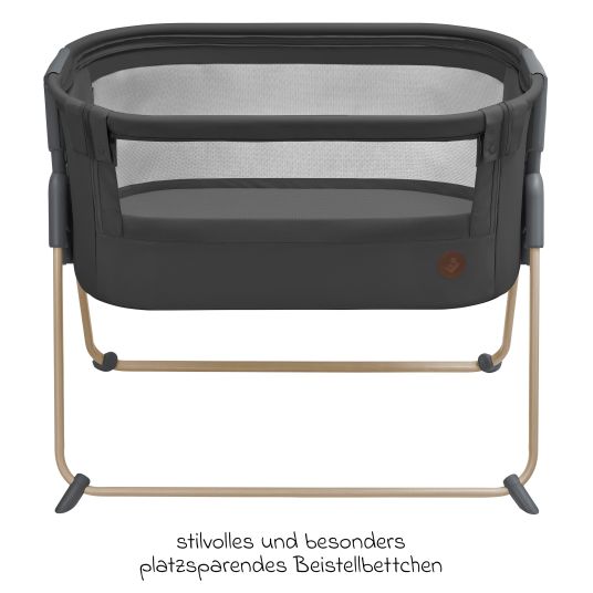 Maxi-Cosi Beistellbettchen Tori Beyond Eco Care ab Geburt - 6 Monate inkl. Matratze & Tragetasche - Graphite