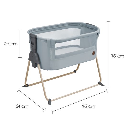 Maxi-Cosi Beistellbettchen Tori Beyond Eco Care ab Geburt - 6 Monate inkl. Matratze & Tragetasche - Grey