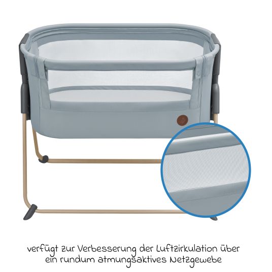 Maxi-Cosi Beistellbettchen Tori Beyond Eco Care ab Geburt - 6 Monate inkl. Matratze & Tragetasche - Grey