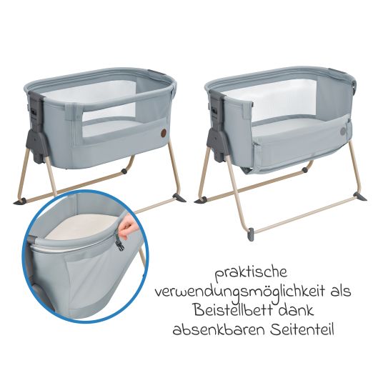 Maxi-Cosi Beistellbettchen Tori Beyond Eco Care ab Geburt - 6 Monate inkl. Matratze & Tragetasche - Grey