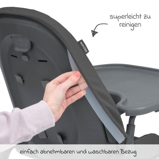 Maxi-Cosi Hochstuhl Ava Beyond Eco Care ab Geburt - 3 Jahre nur 6 kg schwer mit Liegeposition und Tablett - Graphite