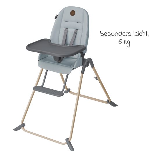 Maxi-Cosi Ava Beyond Eco Care high chair from birth - 3 years weighing only 6 kg with reclining position and tray - Grey