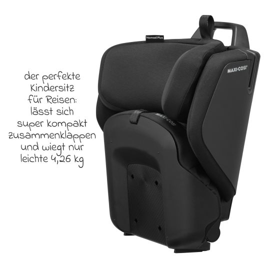 Maxi-Cosi Nomad i-Size child car seat from 15 months - 4 years (76 cm - 105 cm) (9-18 kg) foldable, only 4.26 kg light with Isofix & travel bag - Authentic Black