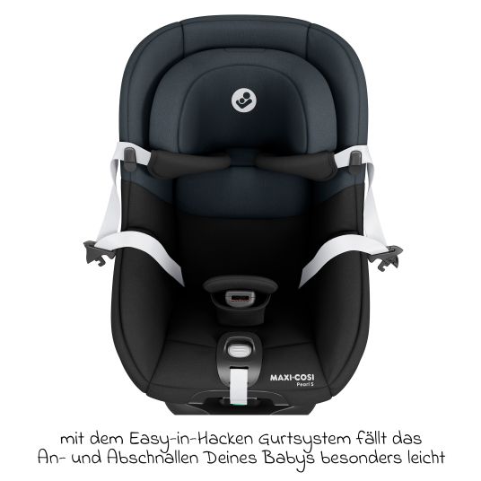 Maxi-Cosi Reboarder-Kindersitz Pearl S i-Size ab 3 Monate - 4 Jahre (61 cm - 105 cm) inkl. Isofix-Basis FamilyFix S, Schutzunterlage & Schnullertasche - Tonal Black