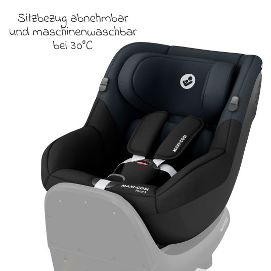 Maxi-Cosi Reboarder-Kindersitz Pearl S i-Size ab 3 Monate - 4 Jahre (61 cm - 105 cm) inkl. Isofix-Basis FamilyFix S, Schutzunterlage & Schnullertasche - Tonal Black