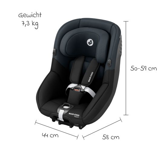 Maxi-Cosi Reboarder-Kindersitz Pearl S i-Size ab 3 Monate - 4 Jahre (61 cm - 105 cm) inkl. Isofix-Basis FamilyFix S, Schutzunterlage & Schnullertasche - Tonal Black