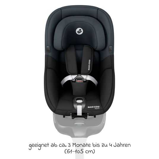 Maxi-Cosi Reboarder-Kindersitz Pearl S i-Size ab 3 Monate - 4 Jahre (61 cm - 105 cm) inkl. Isofix-Basis FamilyFix S, Schutzunterlage & Schnullertasche - Tonal Black