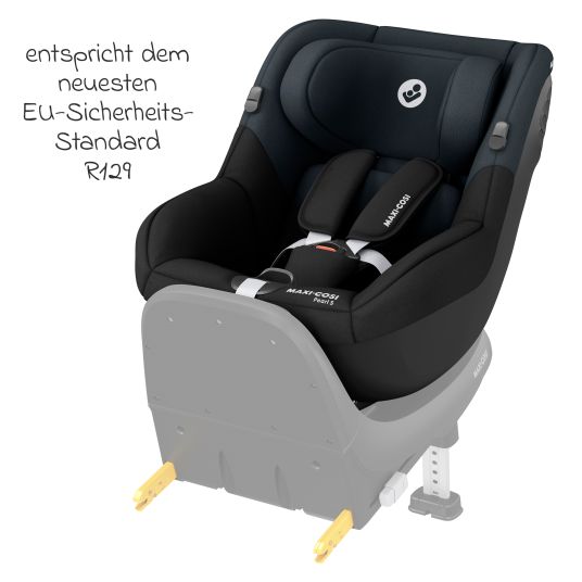 Maxi-Cosi Reboarder-Kindersitz Pearl S i-Size ab 3 Monate - 4 Jahre (61 cm - 105 cm) inkl. Isofix-Basis FamilyFix S, Schutzunterlage & Schnullertasche - Tonal Black