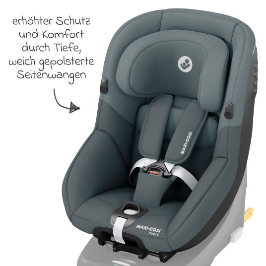 Maxi-Cosi Seggiolino auto Pearl S i-Size da 3 mesi a 4 anni (61 cm - 105 cm) con base FamilyFix S Isofix, cuscinetto protettivo e borsa portaciuccio - Tonal Graphite