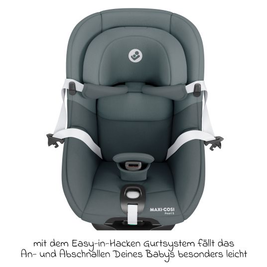 Maxi-Cosi Reboarder-Kindersitz Pearl S i-Size ab 3 Monate - 4 Jahre (61 cm - 105 cm) inkl. Isofix-Basis FamilyFix S, Schutzunterlage & Schnullertasche - Tonal Graphite