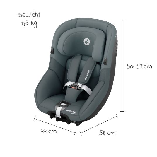 Maxi-Cosi Reboarder-Kindersitz Pearl S i-Size ab 3 Monate - 4 Jahre (61 cm - 105 cm) inkl. Isofix-Basis FamilyFix S, Schutzunterlage & Schnullertasche - Tonal Graphite