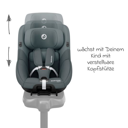 Maxi-Cosi Pearl S i-Size child car seat from birth - 4 years (61 cm - 105 cm) with Easy-in hook & G-Cell side impact technology - Tonal Graphite