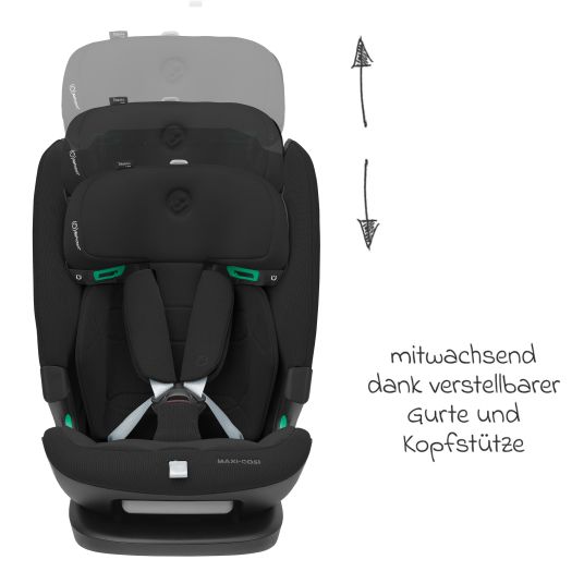 Maxi-Cosi Kindersitz Titan Pro2 i-Size ab 15 Monate - 12 Jahre (76 cm-150 cm) (9-36 kg) mit G-Cell Seitenaufprallschutz, Isofix & Top Tether - Authentic Black