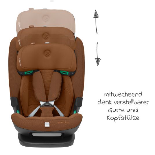 Maxi-Cosi Kindersitz Titan Pro2 i-Size ab 15 Monate - 12 Jahre (76 cm-150 cm) (9-36 kg) mit G-Cell Seitenaufprallschutz, Isofix & Top Tether - Authentic Cognac