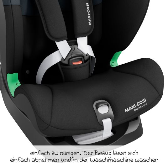 Maxi-Cosi Kindersitz Titan S i-Size ab 15 Monate - 12 Jahre (76 cm - 150 cm) mit G-Cell Seitenaufpralltechnologie mit Isofix & Top Tether - Tonal Black