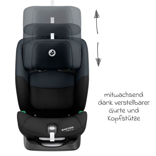 Maxi-Cosi Seggiolino auto Titan s i-Size da 15 mesi a 12 anni (76 cm - 150 cm) con tecnologia G-Cell a impatto laterale con Isofix e Top Tether - Nero Tonale