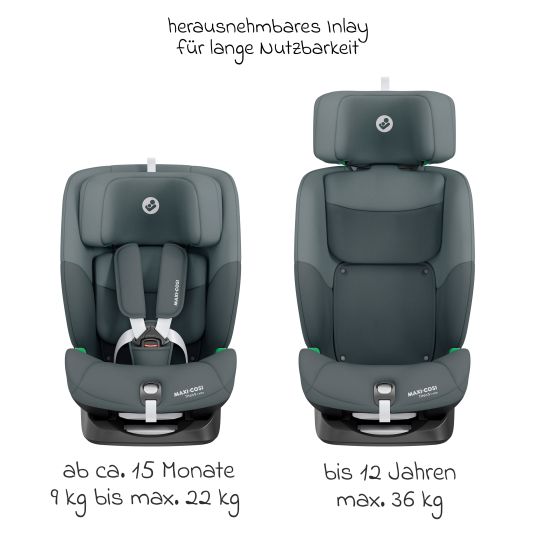 Maxi-Cosi Kindersitz Titan s i-Size ab 15 Monate - 12 Jahre (76 cm - 150 cm) mit G-Cell Seitenaufpralltechnologie mit Isofix & Top Tether - Tonal Graphite