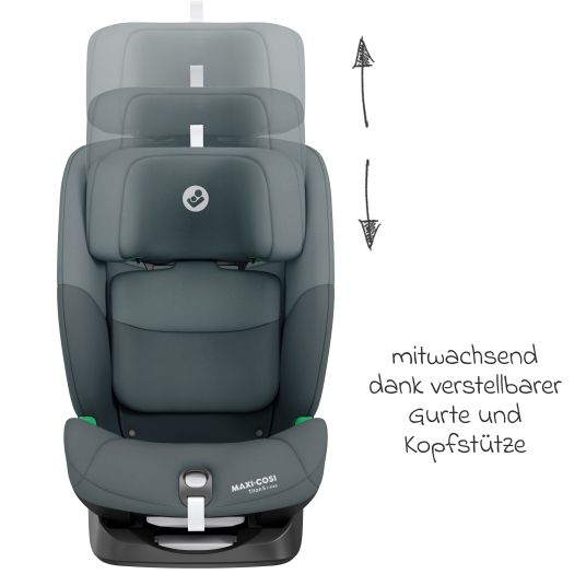 Maxi-Cosi Titan s i-Size child car seat from 15 months - 12 years (76 cm - 150 cm) with G-Cell side impact technology with Isofix & Top Tether - Tonal Graphite