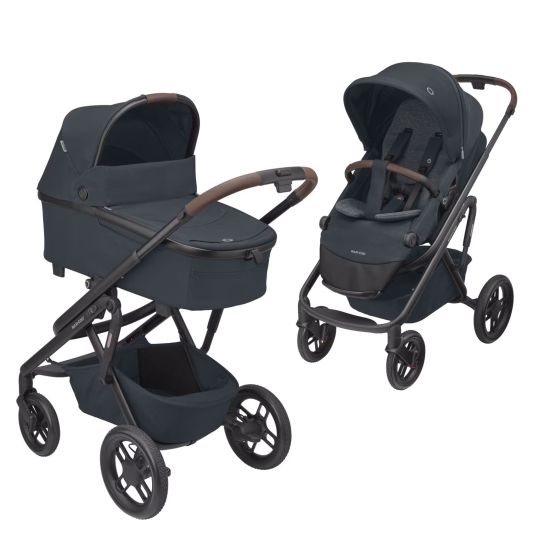 Maxi-Cosi Kombi-Kinderwagen Lila XP Plus inkl. Babywanne, geräumiger XL Korb bis 10 kg, umsetzbare Sitzeinheit, bis 22kg - Essential Graphite