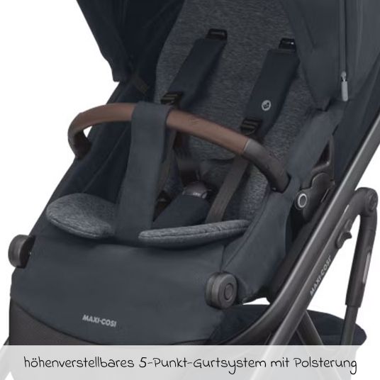 Maxi-Cosi Passeggino Lila XP Plus con navicella, capiente cesto XL fino a 10 kg, unità di seduta convertibile, fino a 22 kg - Essential Graphite