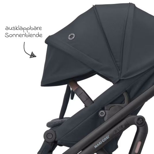 Maxi-Cosi Passeggino Lila XP Plus con navicella, capiente cesto XL fino a 10 kg, unità di seduta convertibile, fino a 22 kg - Essential Graphite