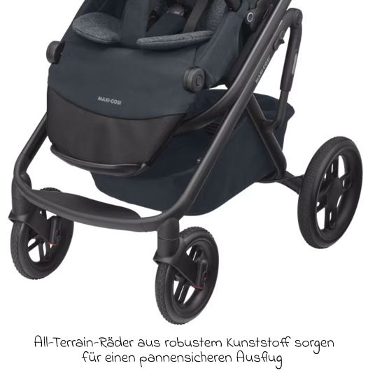 Maxi-Cosi Passeggino Lila XP Plus con navicella, capiente cesto XL fino a 10 kg, unità di seduta convertibile, fino a 22 kg - Essential Graphite