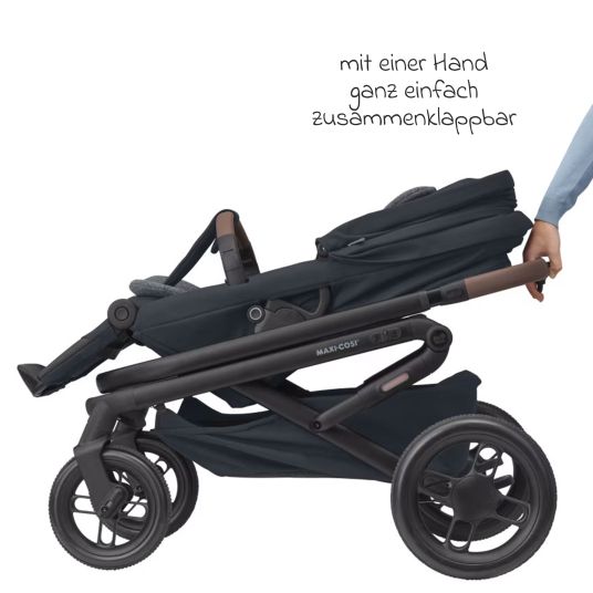 Maxi-Cosi Kombi-Kinderwagen Lila XP Plus inkl. Babywanne, geräumiger XL Korb bis 10 kg, umsetzbare Sitzeinheit, bis 22kg - Essential Graphite