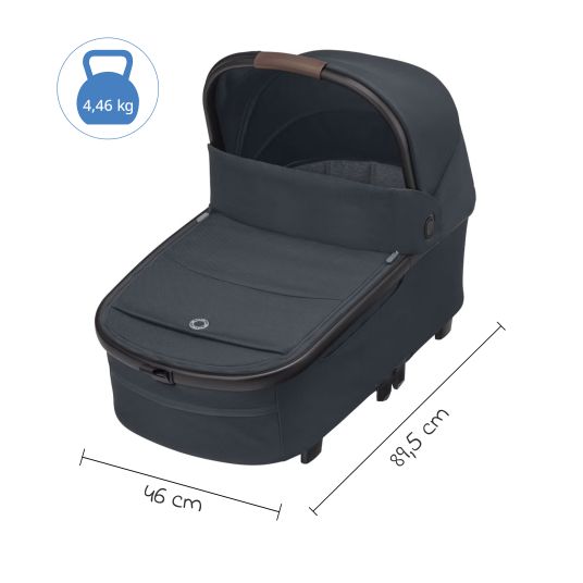 Maxi-Cosi Passeggino Lila XP Plus con navicella, capiente cesto XL fino a 10 kg, unità di seduta convertibile, fino a 22 kg - Essential Graphite