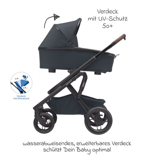 Maxi-Cosi Passeggino Lila XP Plus con navicella, capiente cesto XL fino a 10 kg, unità di seduta convertibile, fino a 22 kg - Essential Graphite