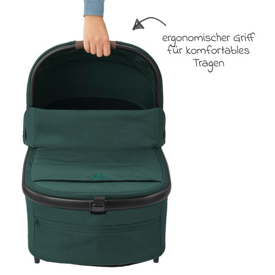 Maxi-Cosi Passeggino Lila XP Plus con navicella, capiente cesto XL fino a 10 kg, unità di seduta convertibile, fino a 22 kg - Essential Green