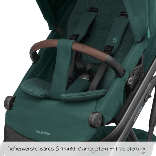 Maxi-Cosi Passeggino Lila XP Plus con navicella, capiente cesto XL fino a 10 kg, unità di seduta convertibile, fino a 22 kg - Essential Green