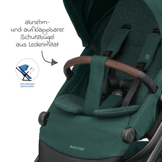 Maxi-Cosi Kombi-Kinderwagen Lila XP Plus inkl. Babywanne, geräumiger XL Korb bis 10 kg, umsetzbare Sitzeinheit, bis 22kg - Essential Green