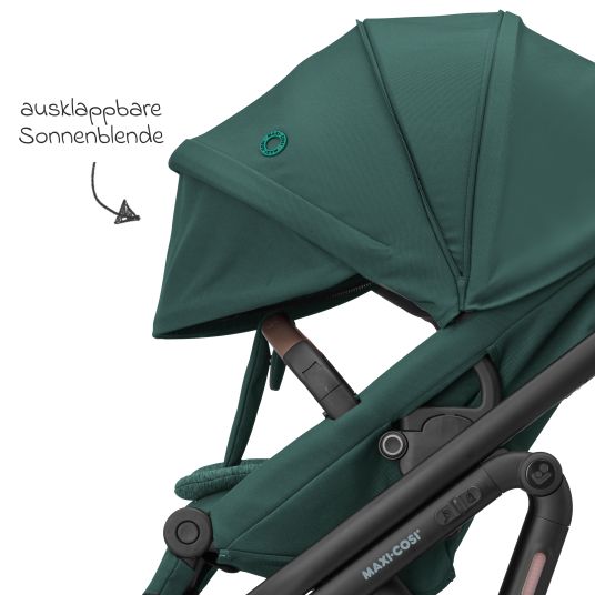 Maxi-Cosi Passeggino Lila XP Plus con navicella, capiente cesto XL fino a 10 kg, unità di seduta convertibile, fino a 22 kg - Essential Green