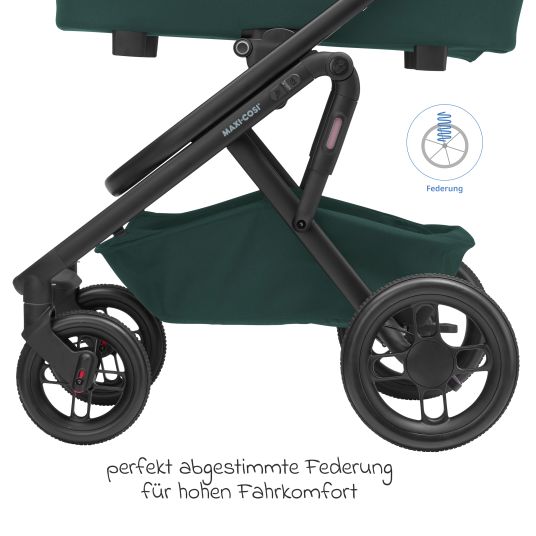 Maxi-Cosi Lila XP Plus baby carriage incl. carrycot, spacious XL basket up to 10 kg, convertible seat unit, up to 22 kg - Essential Green