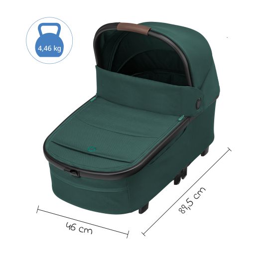 Maxi-Cosi Lila XP Plus baby carriage incl. carrycot, spacious XL basket up to 10 kg, convertible seat unit, up to 22 kg - Essential Green