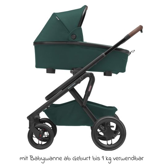 Maxi-Cosi Lila XP Plus baby carriage incl. carrycot, spacious XL basket up to 10 kg, convertible seat unit, up to 22 kg - Essential Green