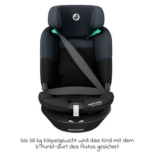 Maxi-Cosi Seggiolino Reboarder Emerald S i-Size girevole dalla nascita fino a 12 anni (40 cm - 150 cm) con tecnologia G-Cell per impatti laterali e base Isofix - Nero Tonale