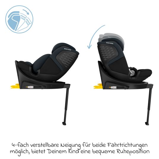 Maxi-Cosi Reboarder-Kindersitz Emerald S i-Size drehbar ab Geburt - 12 Jahre (40 cm - 150 cm) mit G-Cell Seitenaufpralltechnologie & Isofix-Base - Tonal Black