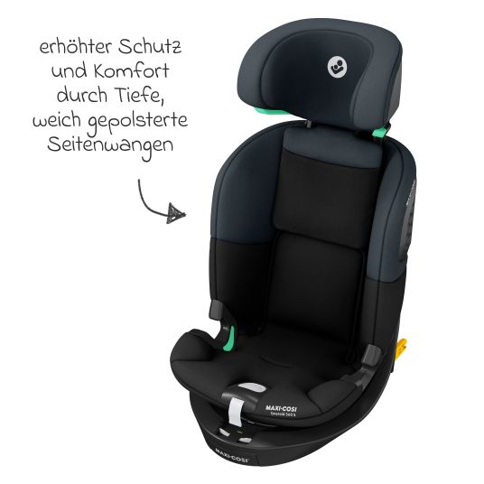 Maxi-Cosi Seggiolino Reboarder Emerald S i-Size girevole dalla nascita fino a 12 anni (40 cm - 150 cm) con tecnologia G-Cell per impatti laterali e base Isofix - Nero Tonale