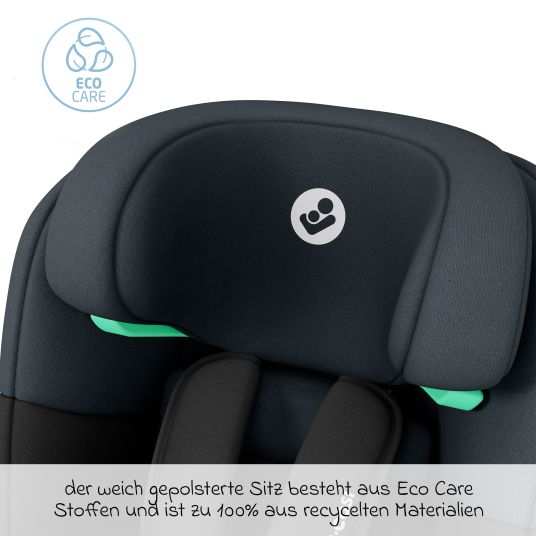 Maxi-Cosi Reboarder-Kindersitz Emerald S i-Size drehbar ab Geburt - 12 Jahre (40 cm - 150 cm) mit G-Cell Seitenaufpralltechnologie & Isofix-Base - Tonal Black