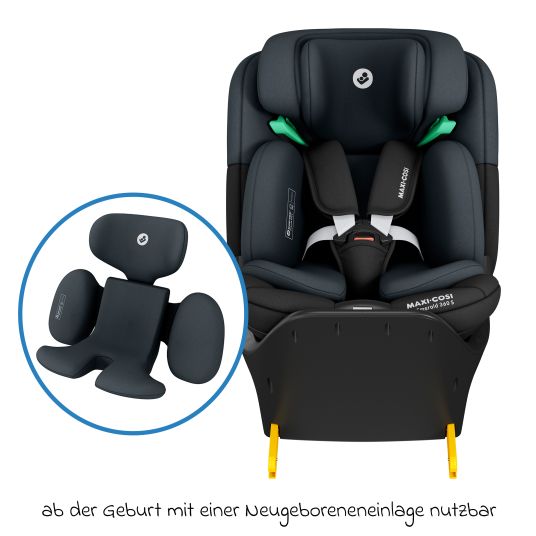 Maxi-Cosi Reboarder-Kindersitz Emerald S i-Size drehbar ab Geburt - 12 Jahre (40 cm - 150 cm) mit G-Cell Seitenaufpralltechnologie & Isofix-Base - Tonal Black