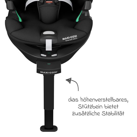 Maxi-Cosi Seggiolino Reboarder Emerald S i-Size girevole dalla nascita fino a 12 anni (40 cm - 150 cm) con tecnologia G-Cell per impatti laterali e base Isofix - Nero Tonale