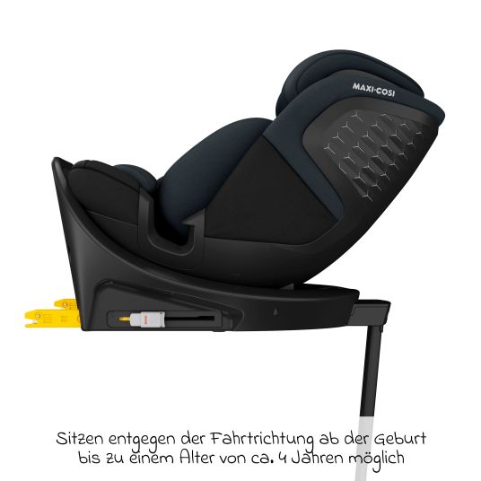 Maxi-Cosi Reboarder-Kindersitz Emerald S i-Size drehbar ab Geburt - 12 Jahre (40 cm - 150 cm) mit G-Cell Seitenaufpralltechnologie & Isofix-Base - Tonal Black