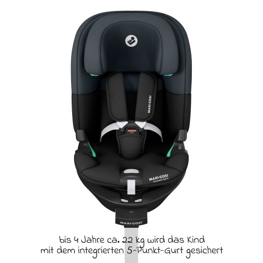 Maxi-Cosi Reboarder-Kindersitz Emerald S i-Size drehbar ab Geburt - 12 Jahre (40 cm - 150 cm) mit G-Cell Seitenaufpralltechnologie & Isofix-Base - Tonal Black