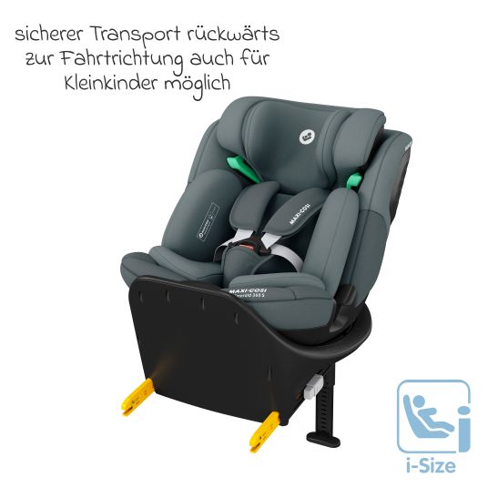 Maxi-Cosi Seggiolino Reboarder Emerald S i-Size girevole dalla nascita fino a 12 anni (40 cm - 150 cm) con tecnologia G-Cell per impatti laterali e base Isofix - Tonal Graphite