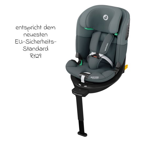 Maxi-Cosi Seggiolino Reboarder Emerald S i-Size girevole dalla nascita fino a 12 anni (40 cm - 150 cm) con tecnologia G-Cell per impatti laterali e base Isofix - Tonal Graphite