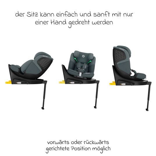 Maxi-Cosi Reboarder-Kindersitz Emerald S i-Size drehbar ab Geburt - 12 Jahre (40 cm - 150 cm) mit G-Cell Seitenaufpralltechnologie & Isofix-Base - Tonal Graphite