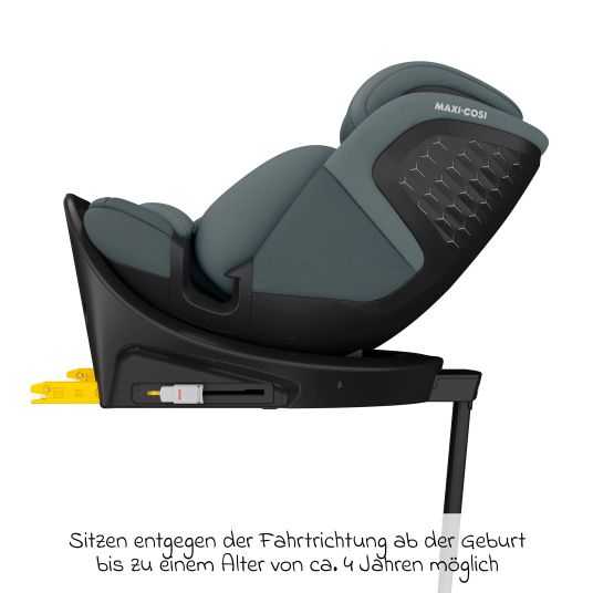 Maxi-Cosi Reboarder-Kindersitz Emerald S i-Size drehbar ab Geburt - 12 Jahre (40 cm - 150 cm) mit G-Cell Seitenaufpralltechnologie & Isofix-Base - Tonal Graphite