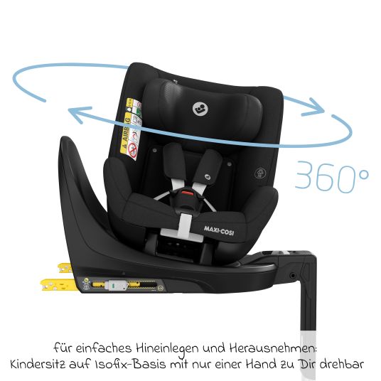 Maxi-Cosi Seggiolino Reboarder Mica Eco i-Size girevole da 3 mesi a 4 anni (40 - 105 cm) con base Isofix - Nero autentico