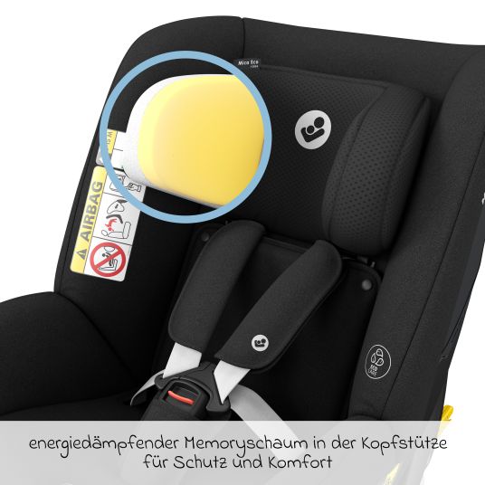 Maxi-Cosi Reboarder-Kindersitz Mica Eco i-Size drehbar ab 3 Monate - 4 Jahre (40 - 105 cm) mit Isofix-Basis - Authentic Black